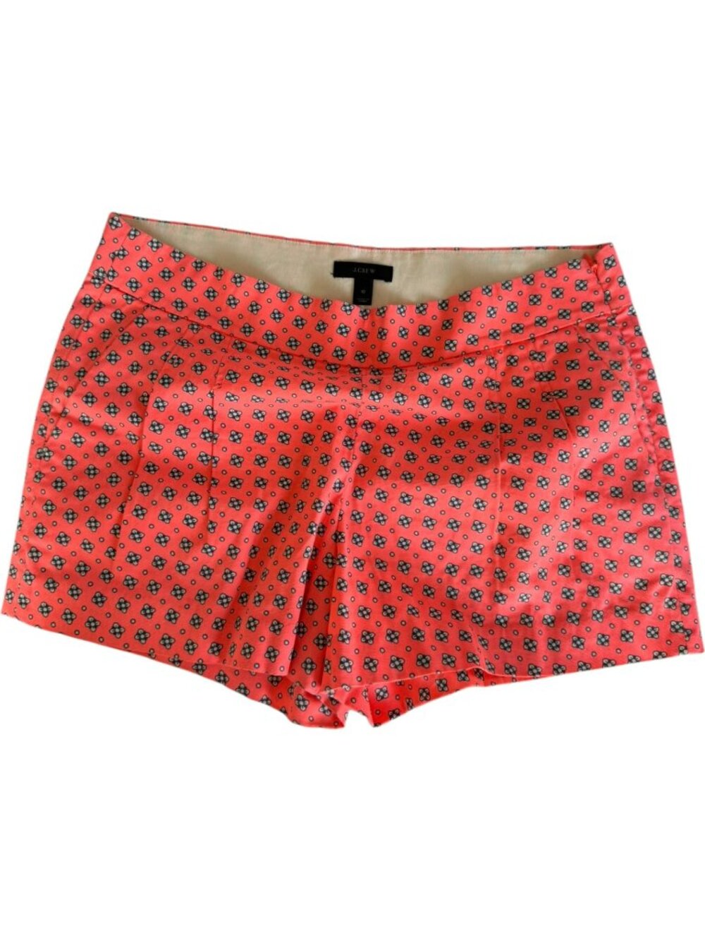 J. Crew Coral & Navy Geometric Medallion Print Shorts - Side Zip - Size 10